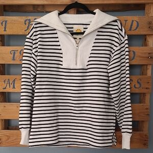 C&C California White and Black Zip-Up Sweatshirt